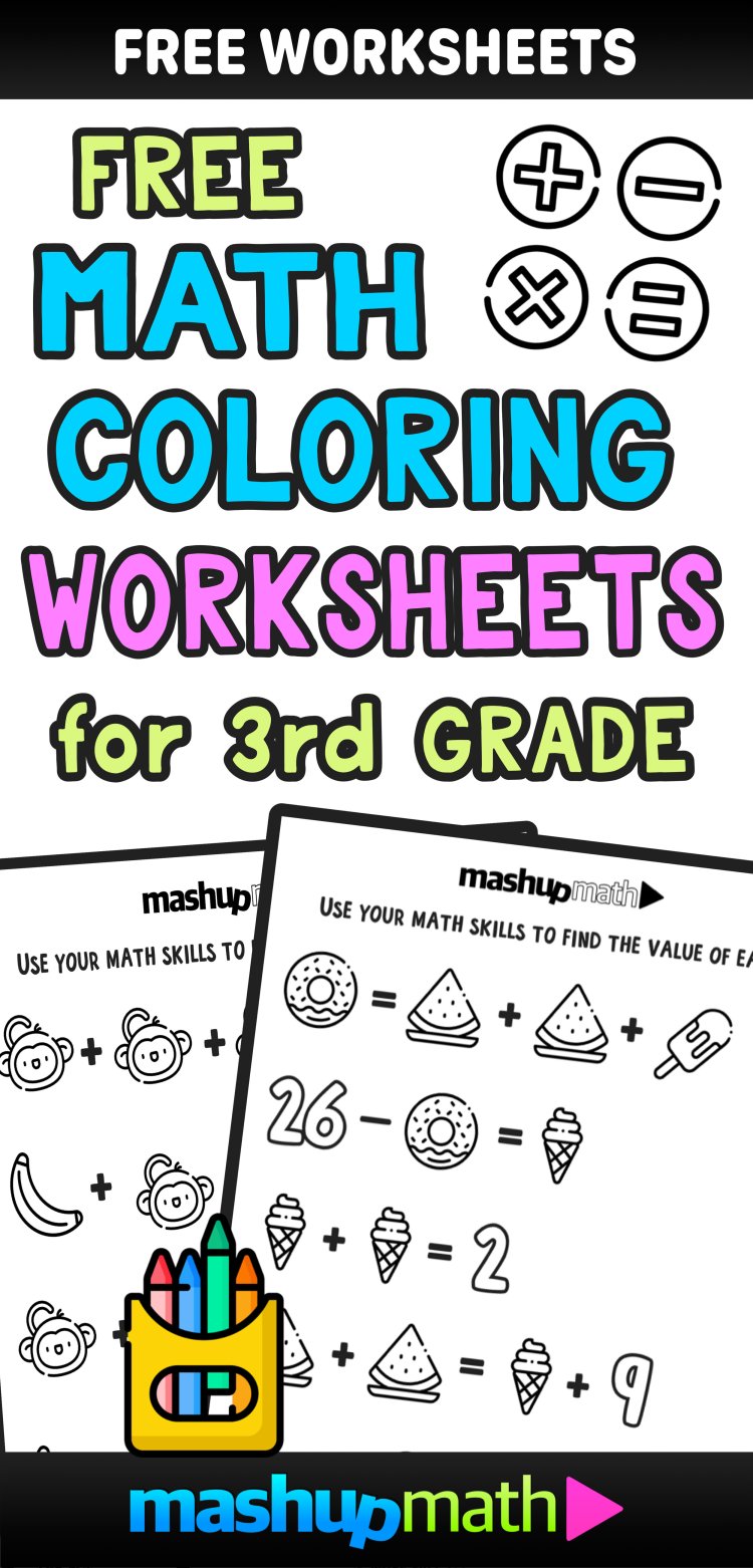 Burritos, large sombreros, pinatas, and historic pyramid of chichén itzá with these mexico coloring pages. Free Math Coloring Worksheets For 3rd And 4th Grade Mashup Math